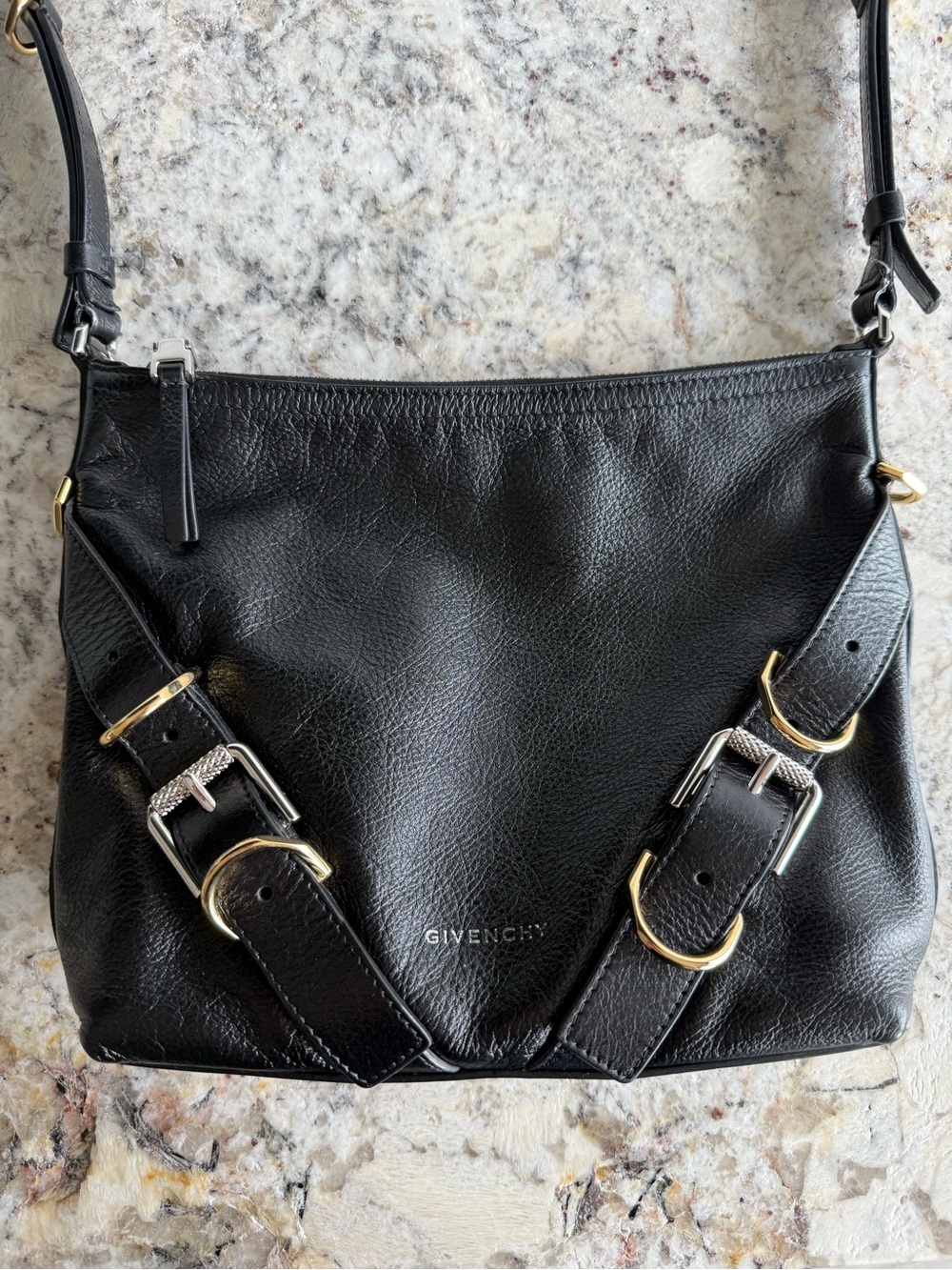 Givenchy Voyou Black Leather Crossbody Bag with Gold & Silver Hardware